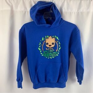 I Am Groot on Blue Gildan Heavy Blend Hoodie Sweat Shirt Big Kid Size: M (8)